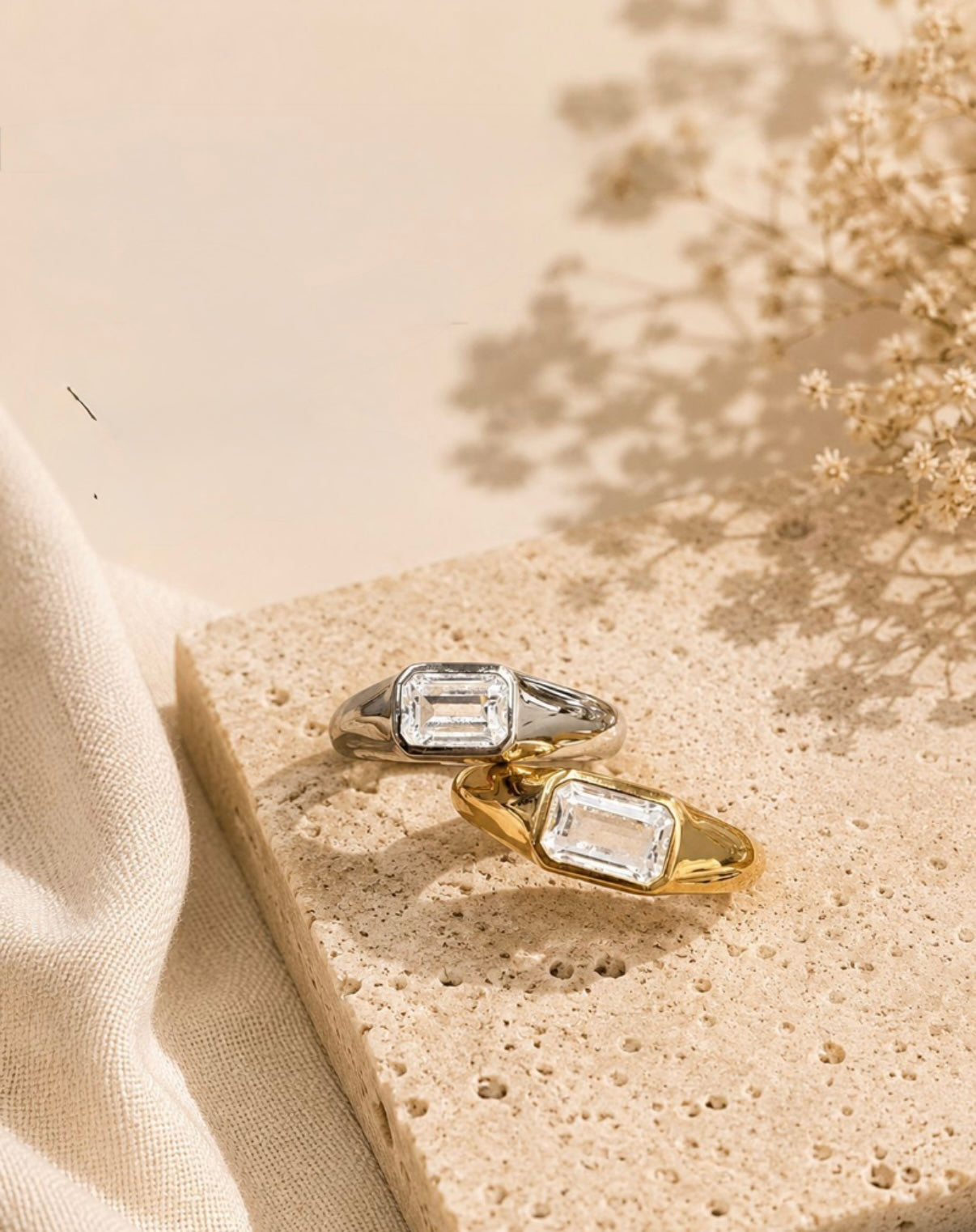 Emerald-Cut Signet Pinky Ring (Gold or Silver)