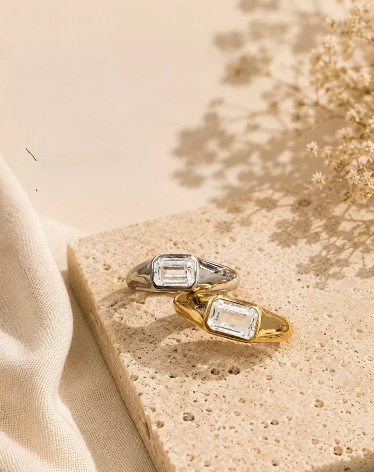 Emerald-Cut Signet Pinky Ring (Gold or Silver)