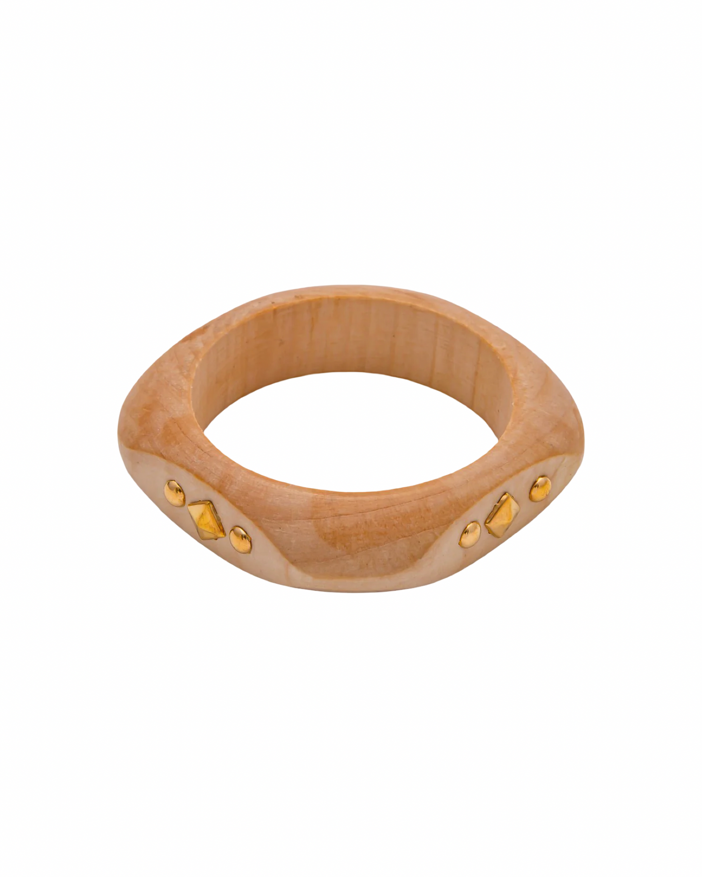 Gold Studded Chunky Wooden Bangle Bracelet | Statement Boho Bracelet