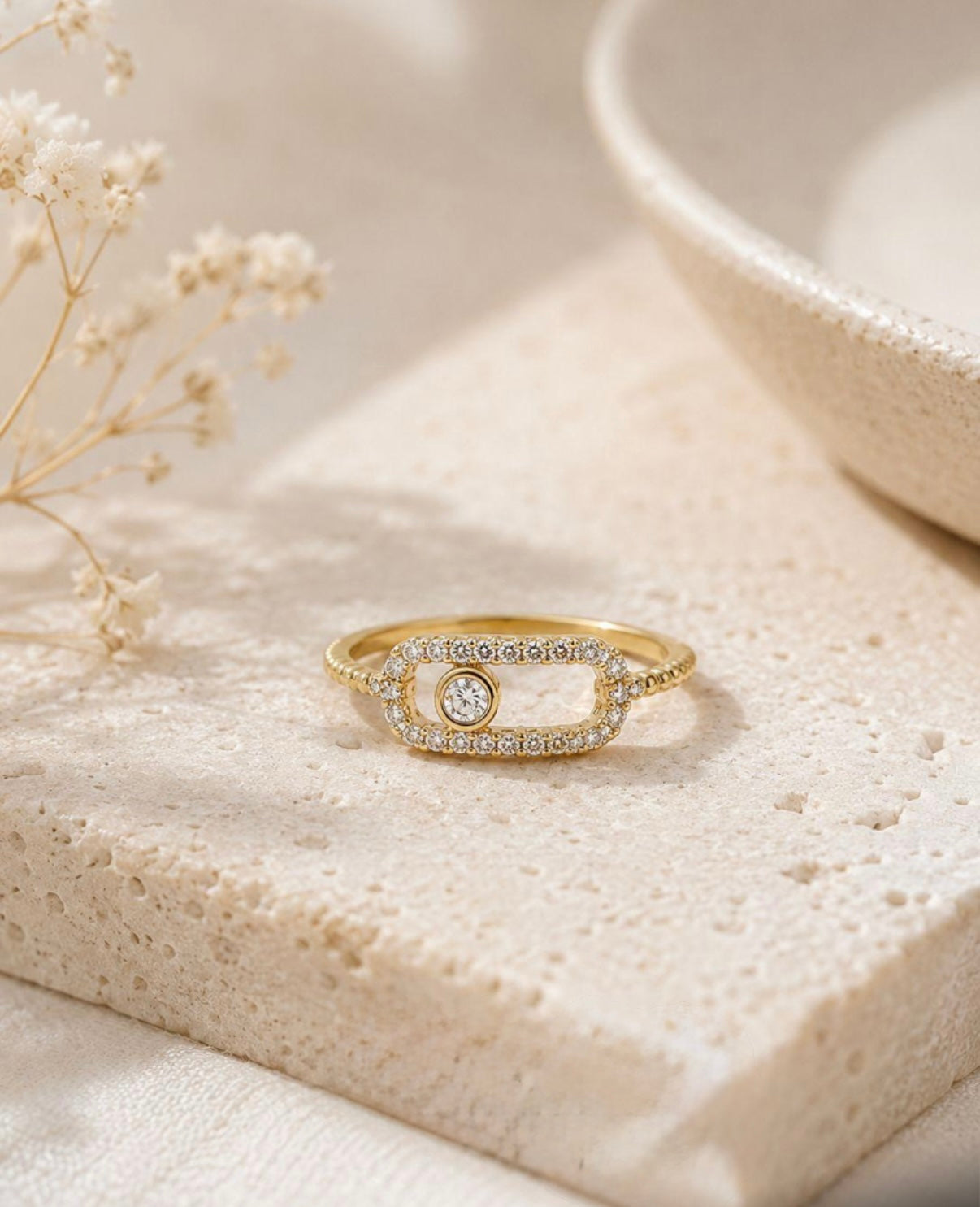 Oval Pave Link Pinky Ring