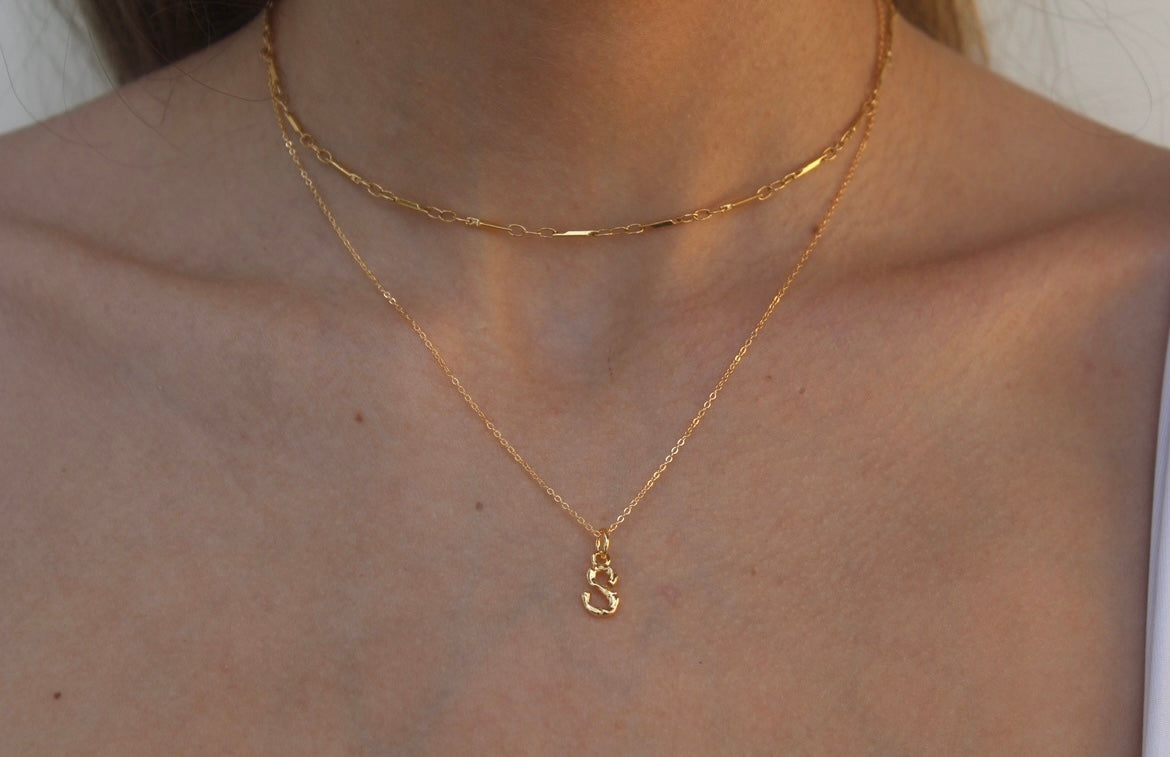 Mini Bamboo Letter Necklace