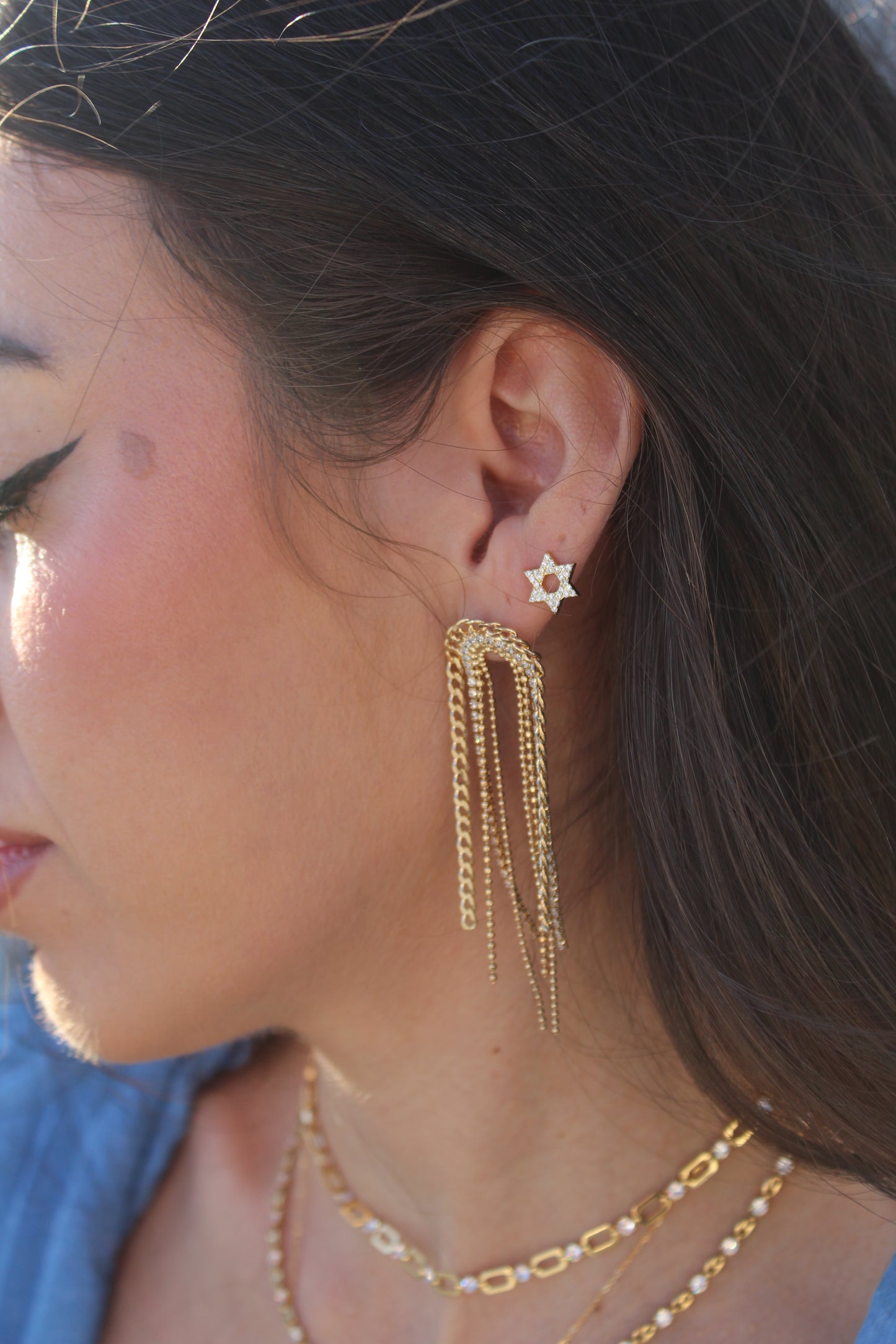 CZ Star of David Stud Earrings