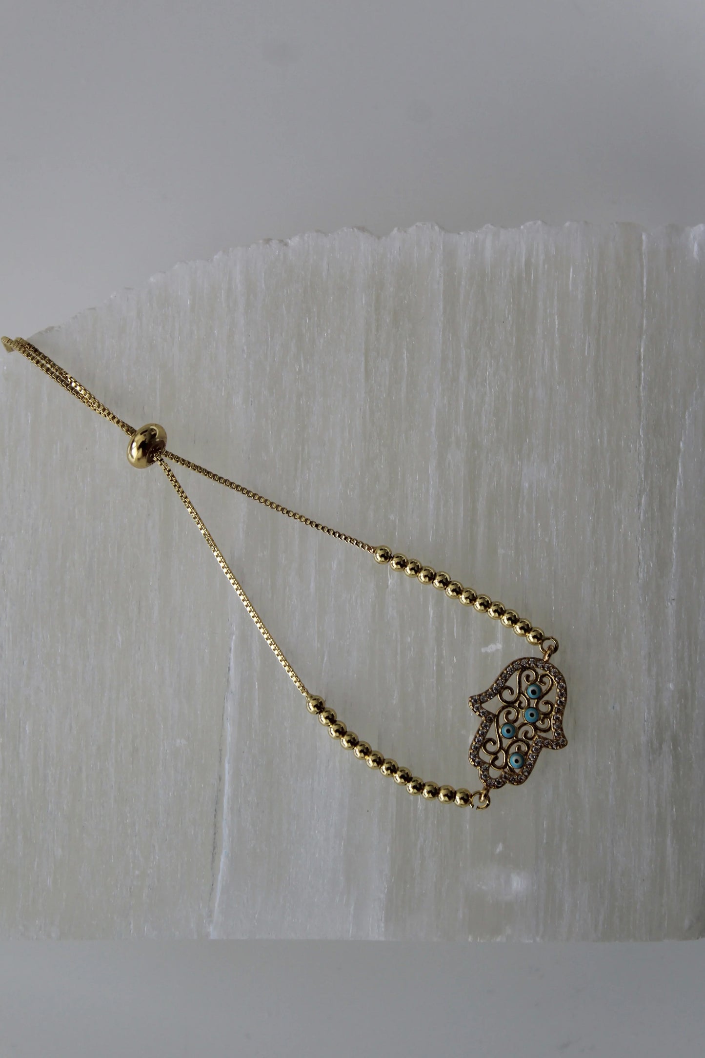 Blue & White Eye Hamsa Bracelet