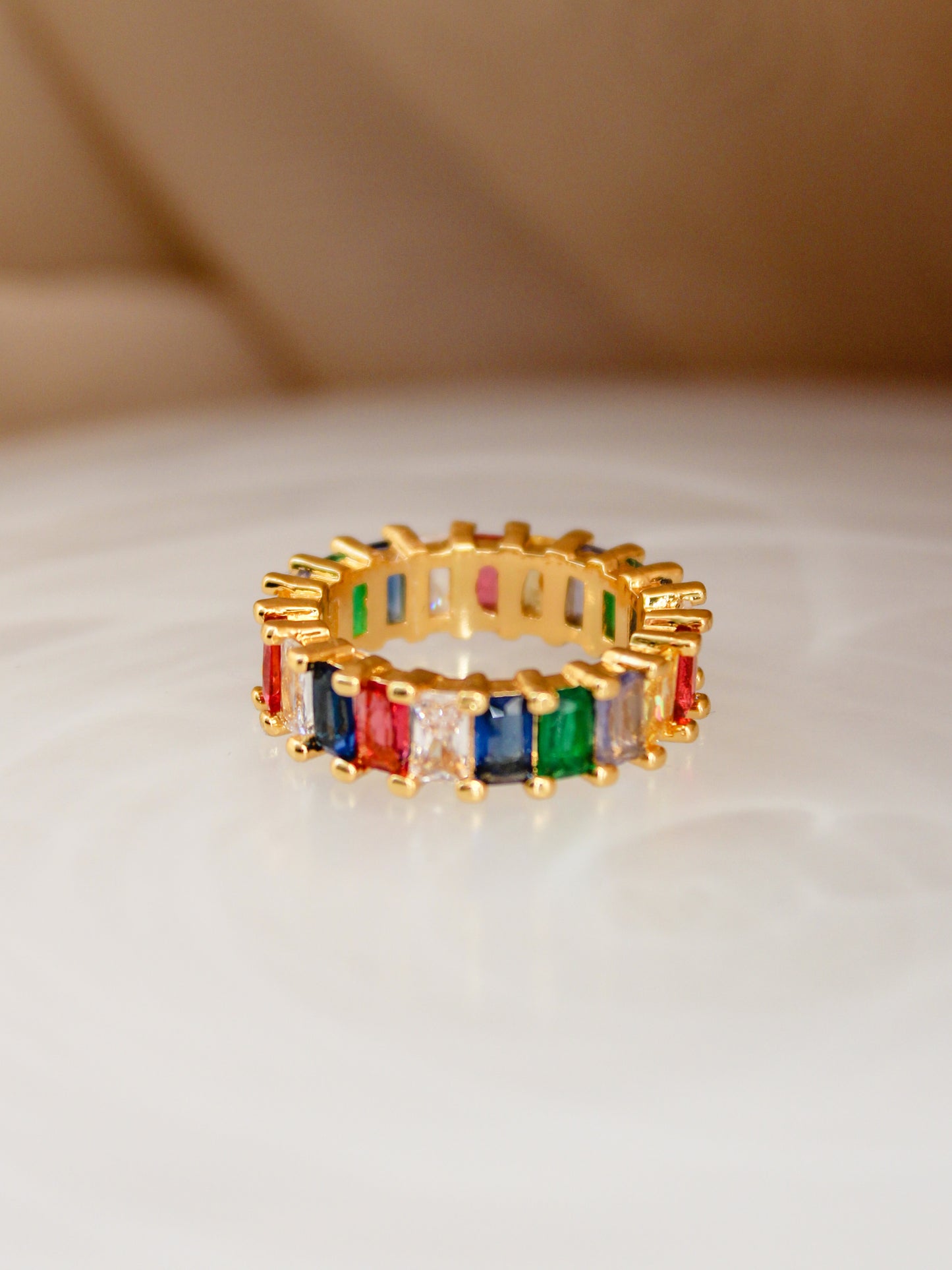 Rainbow Baguette Ring