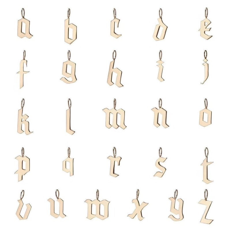 Gothic Font Lowercase Initial Necklace