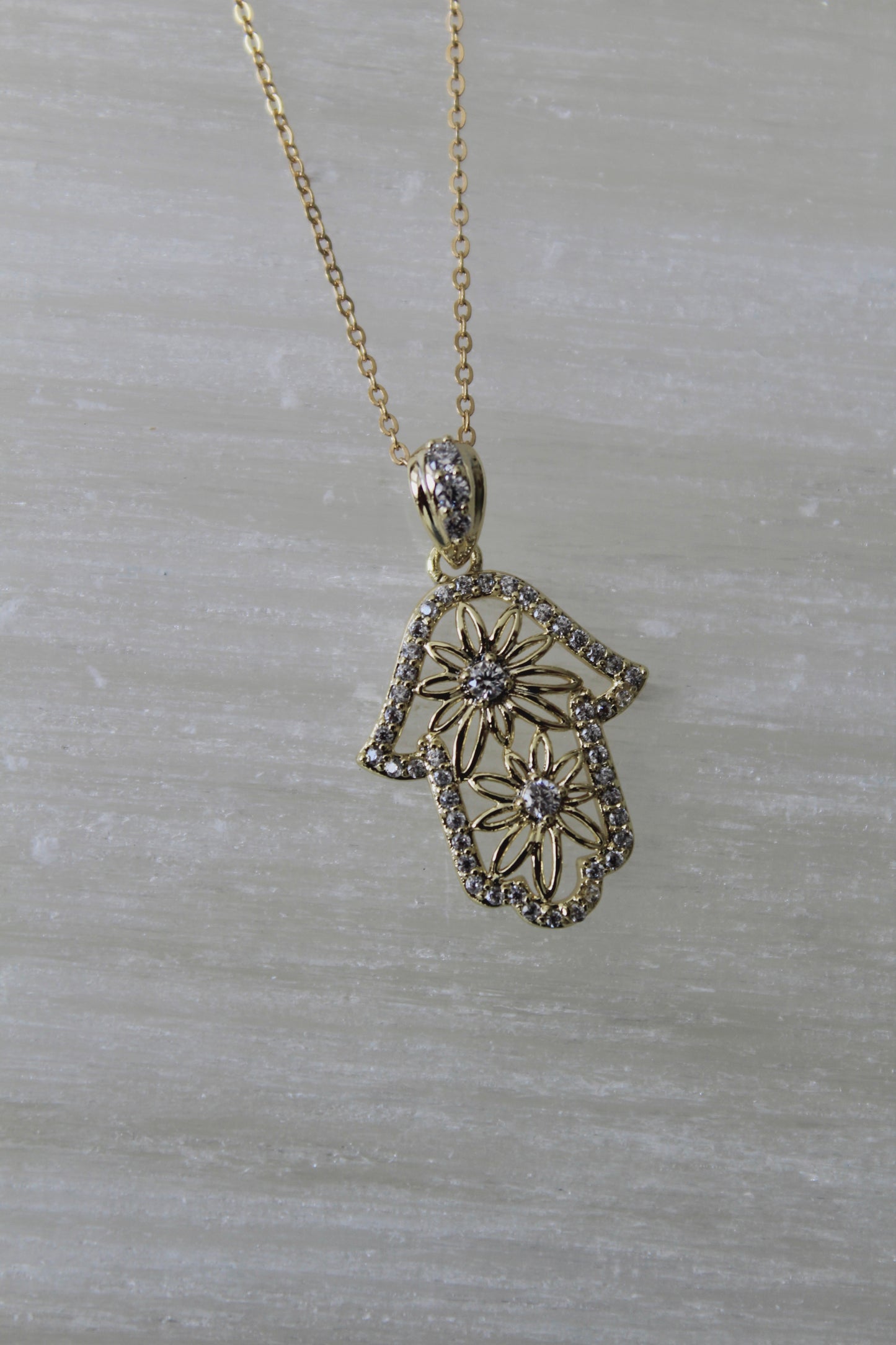 Floral Hamsa Necklace