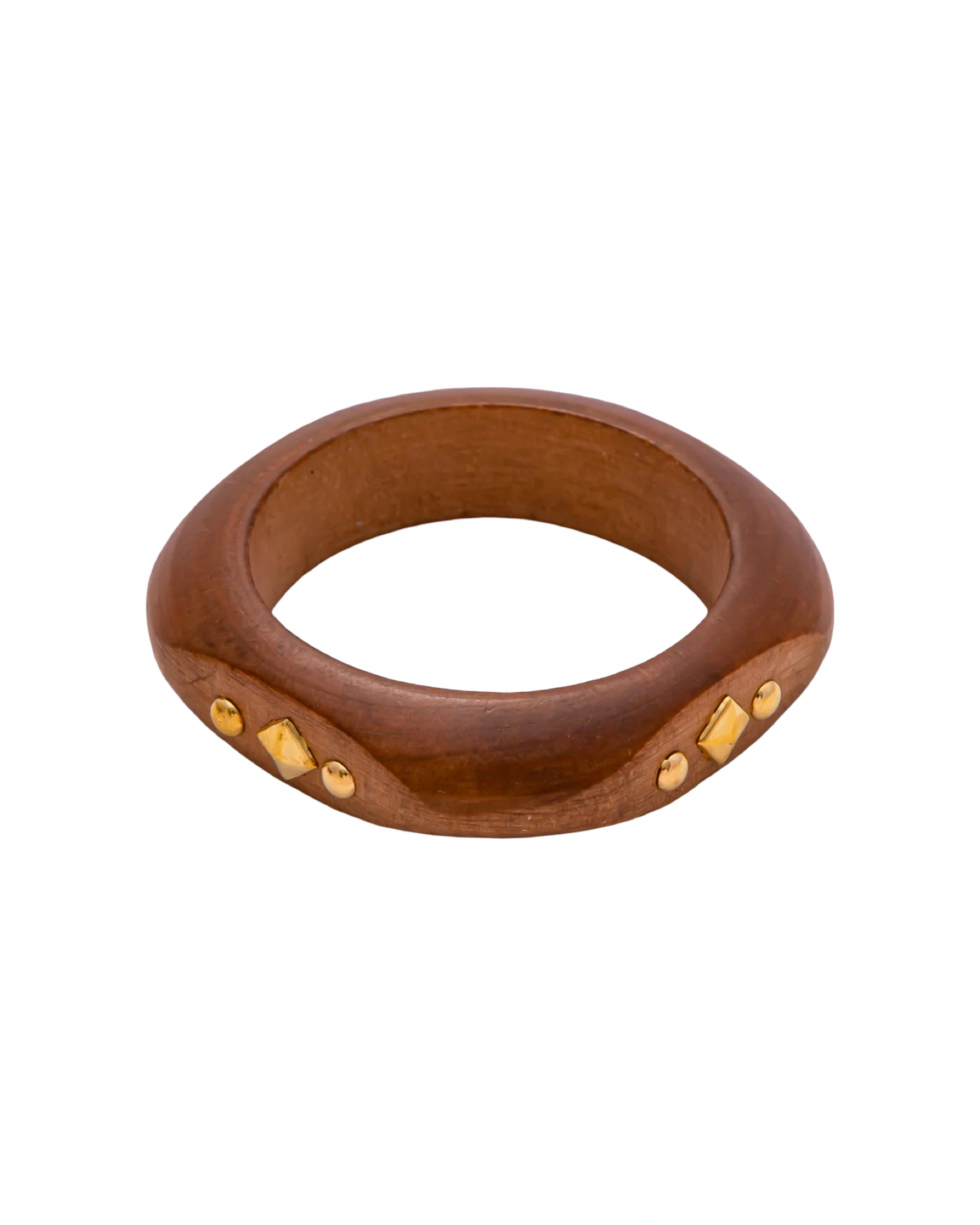 Gold Studded Chunky Wooden Bangle Bracelet | Statement Boho Bracelet