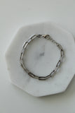 Silver Micropave Paperclip Bracelet