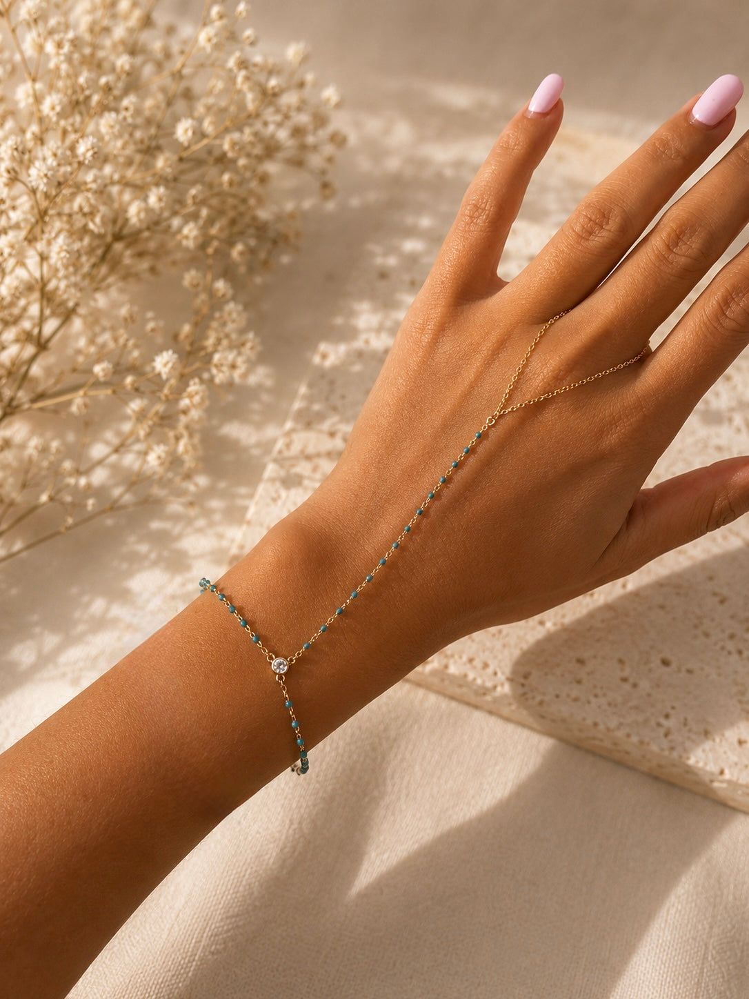 Enamel Hand Chain (White or Blue Enamel)