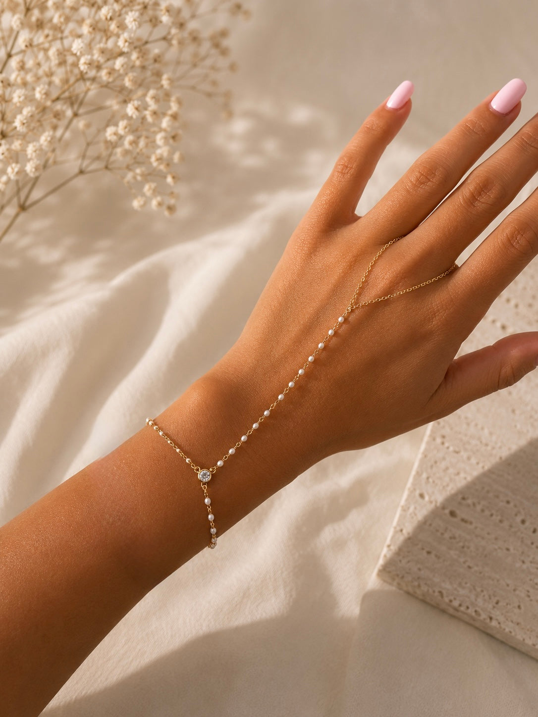 Enamel Hand Chain (White or Blue Enamel)