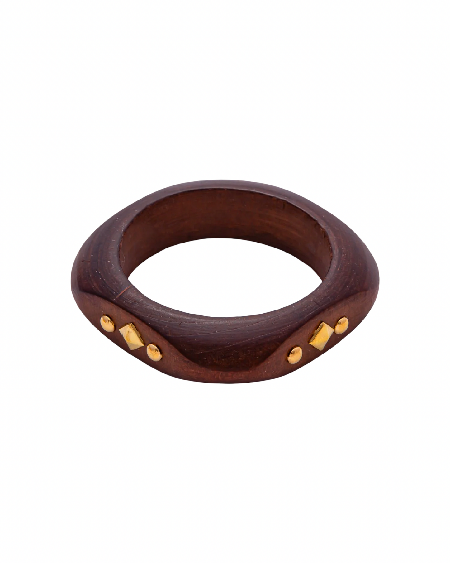 Gold Studded Chunky Wooden Bangle Bracelet | Statement Boho Bracelet