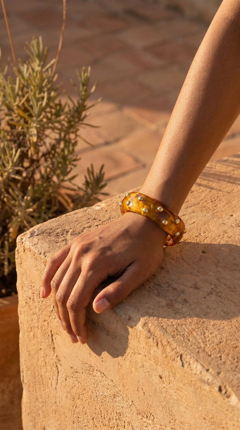 Monaco Color Pop Resin Statement Bangle | Colorful Acrylic Bracelet