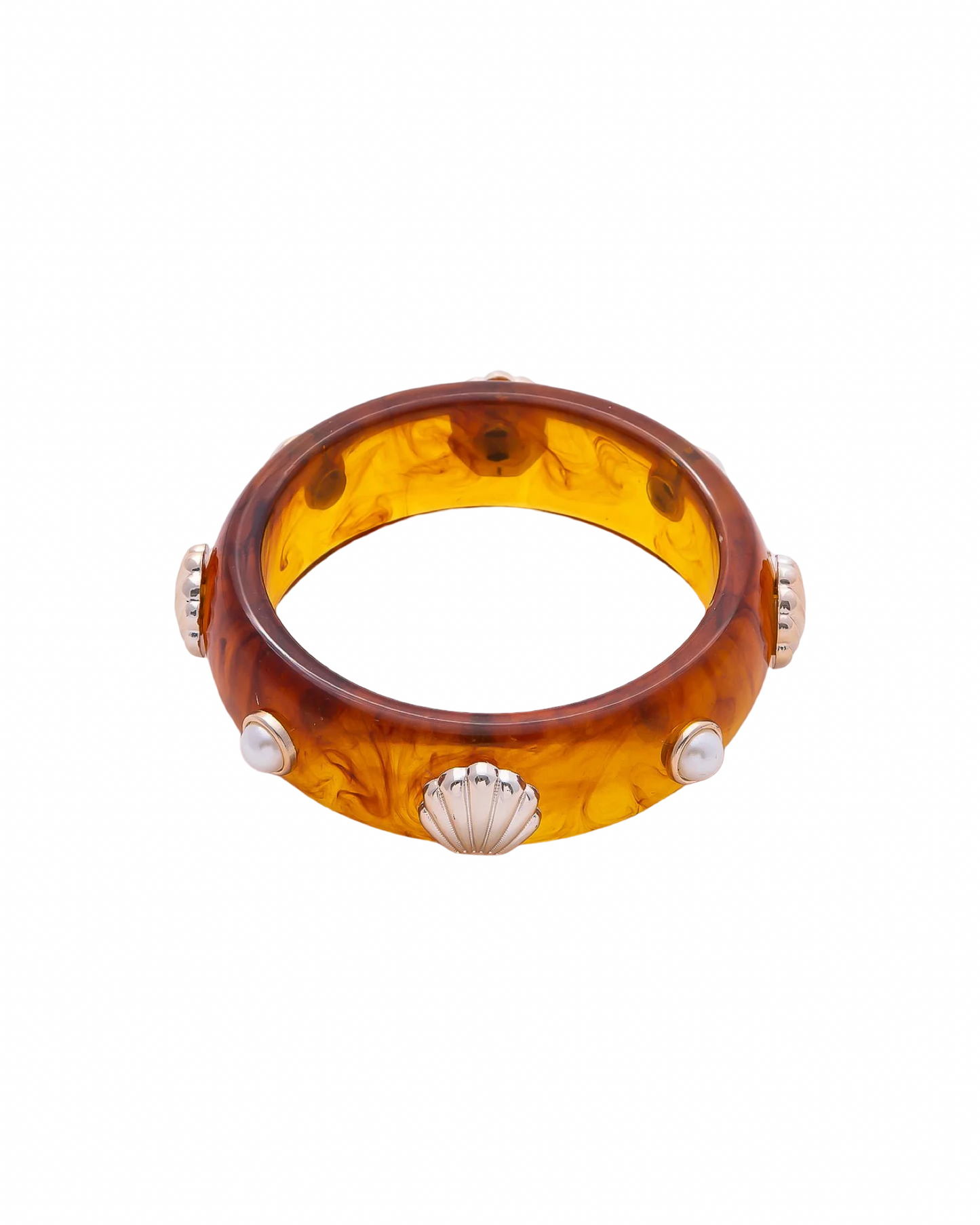 Amalfi Resin Shell Pearl Statement Bangle