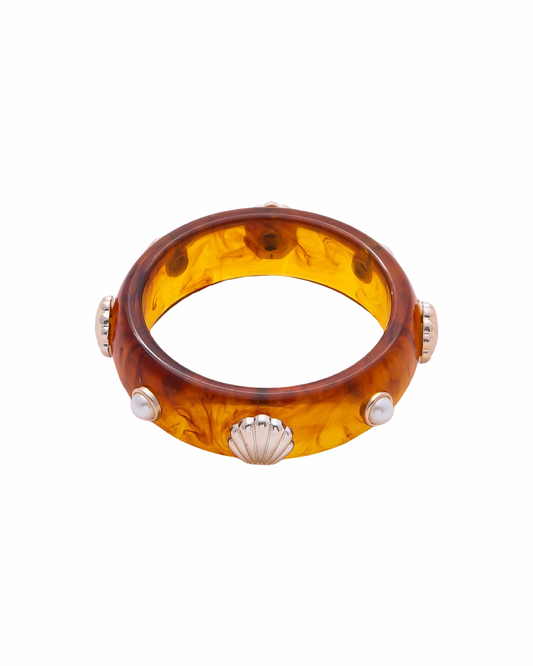 Amalfi Resin Shell Pearl Statement Bangle