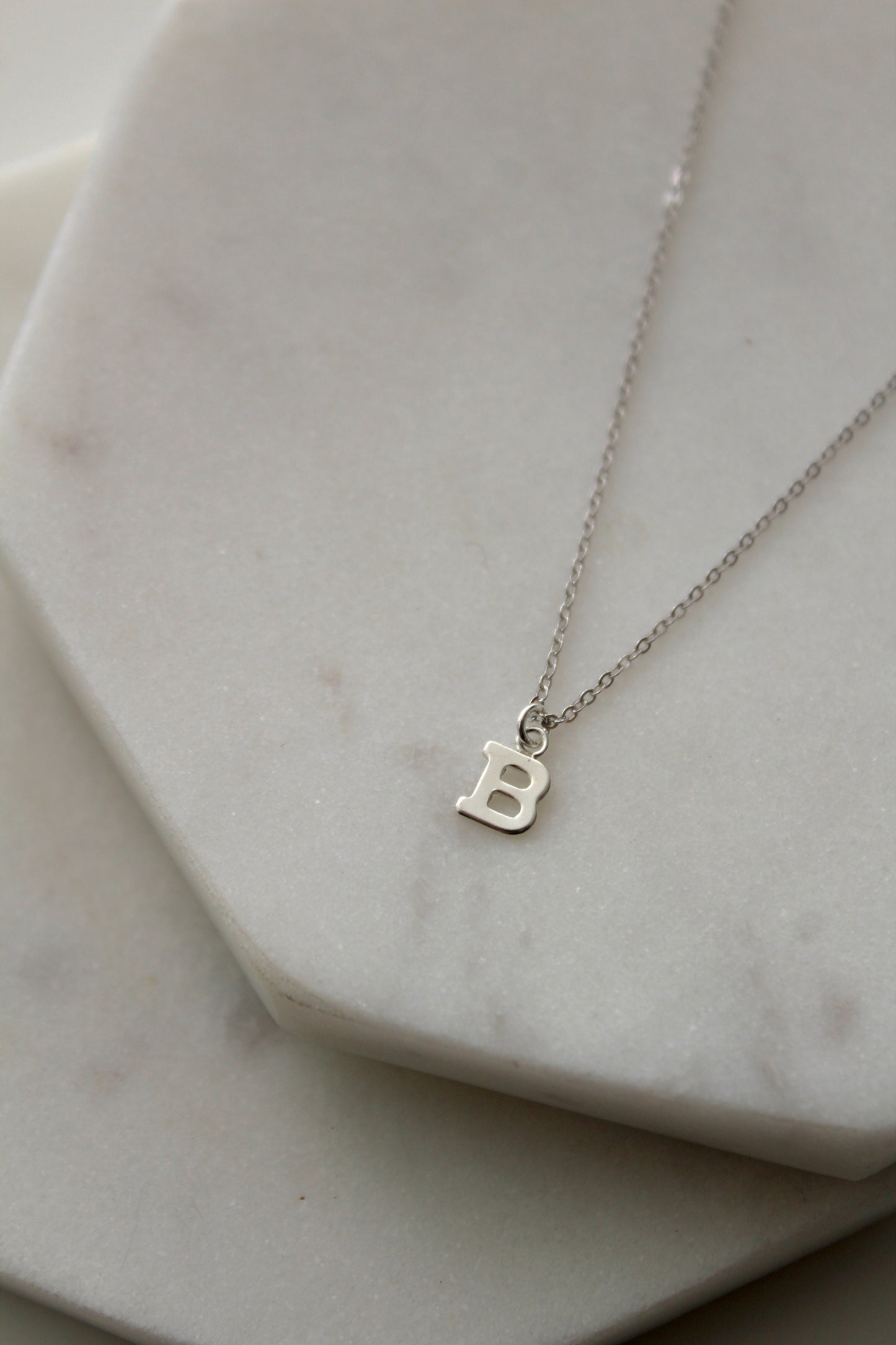 Silver Block Letter Necklace