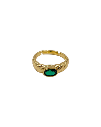 Emerald Green Croissant Ring