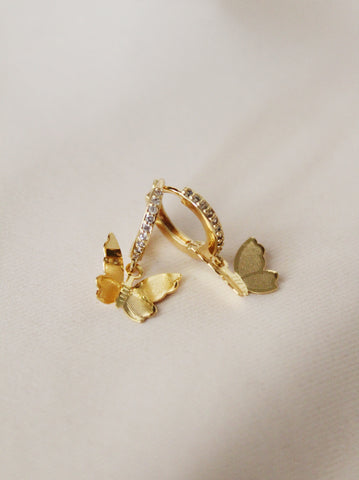 Dainty Butterfly Hoops