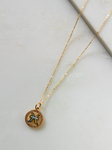 Opal Zodiac Sign Necklace