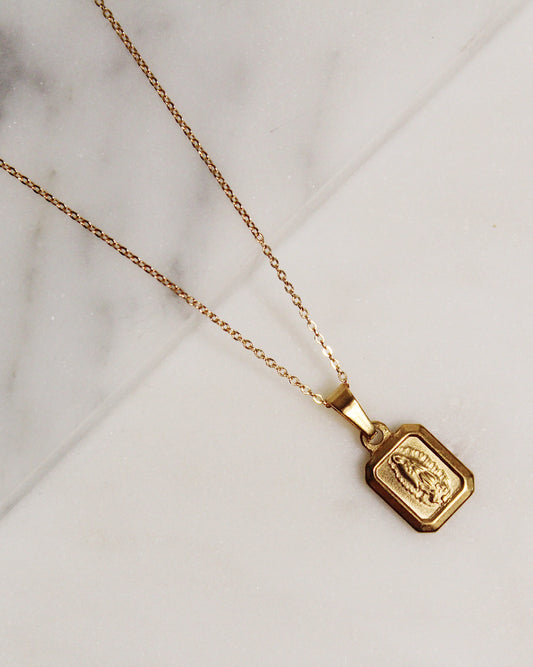 Mini Square Mother Mary Necklace