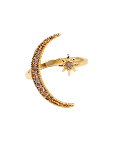 Crystal Crescent Moon Ring