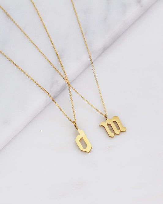 Gothic Font Lowercase Initial Necklace